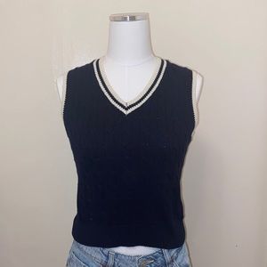 Dark Blue & White Knit Sweater Vest